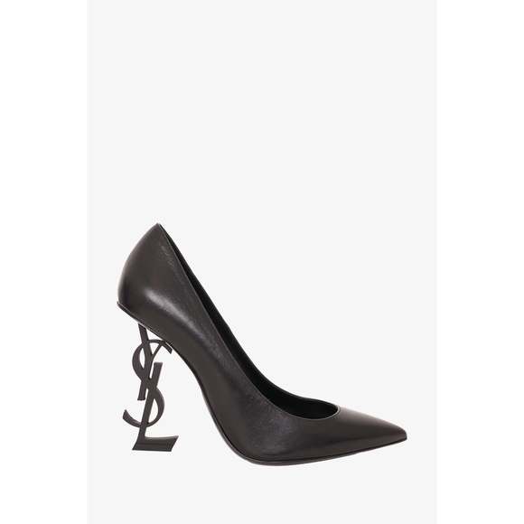 Shoes - Saint Laurent Black Leather 'Opyum' Heels Size 37.5